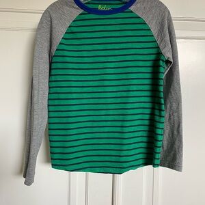 Boden Green and Gray Striped Kids Shirt size 11-12